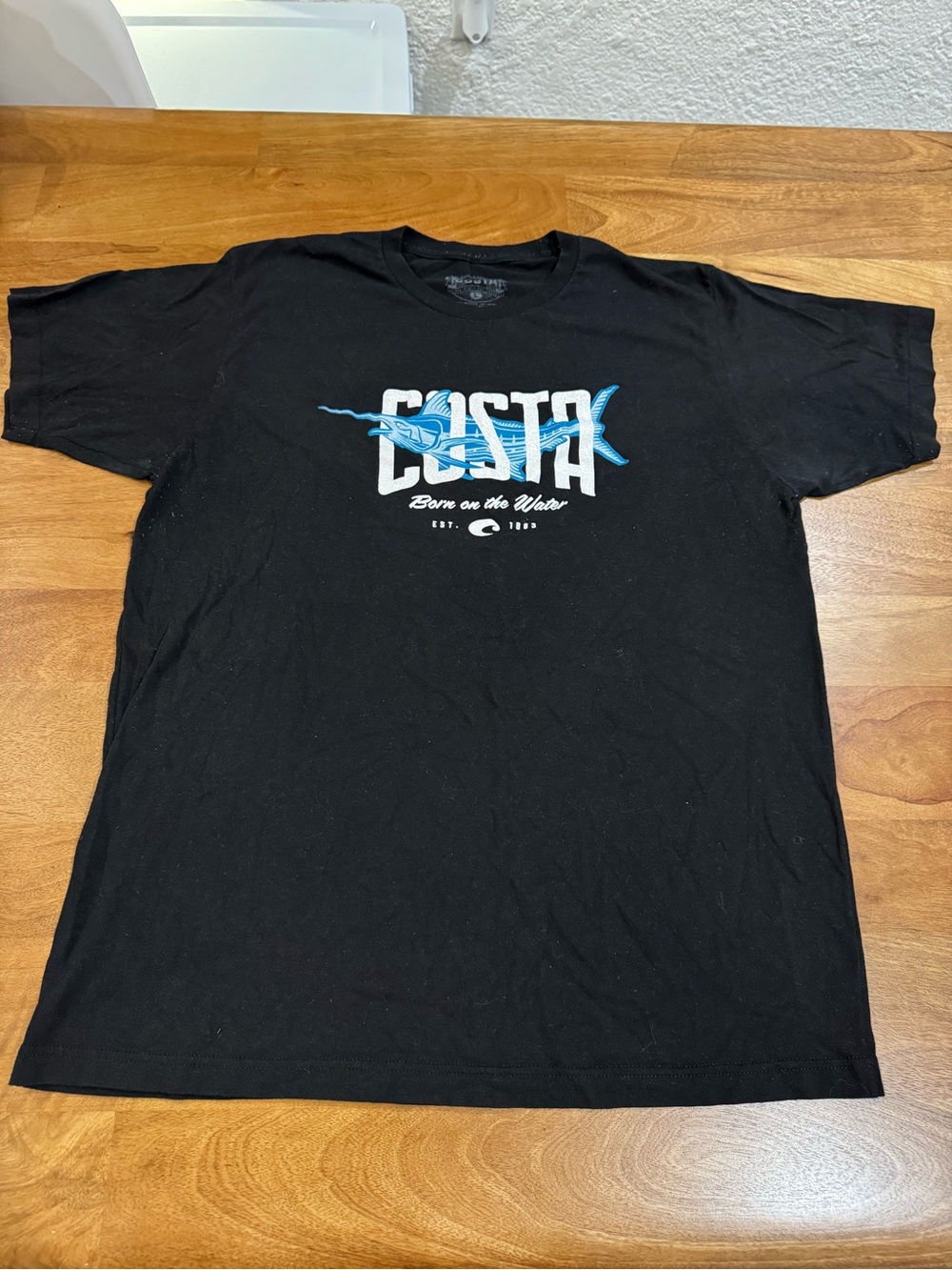 Costa Black Short Sleeve T-Shirt with Blue Graphic